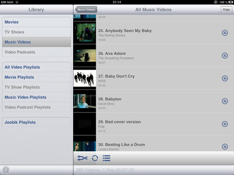 Joobik Video Playlist Player - Play iTunes Playlists on the iPad
