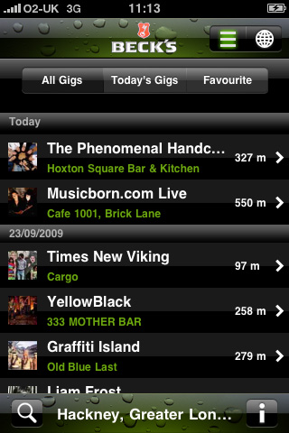 Beck's Gig Finder free app screenshot 3