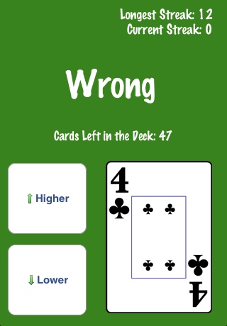 Higher or Lower Lite Card Game (Hi Lo) free app screenshot 2