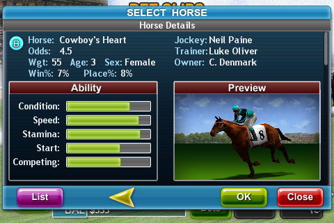 Virtual Horse Racing 3D Lite free app screenshot 2