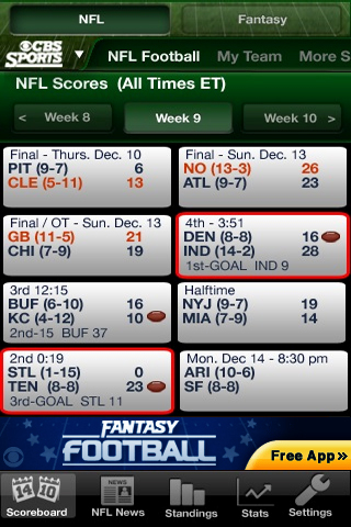 CBS Sports Pro Football free app screenshot 2