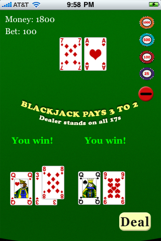 Blackjack Lite - Popular and fun card and casino game for iPhone and iPod Touch free app screenshot 3