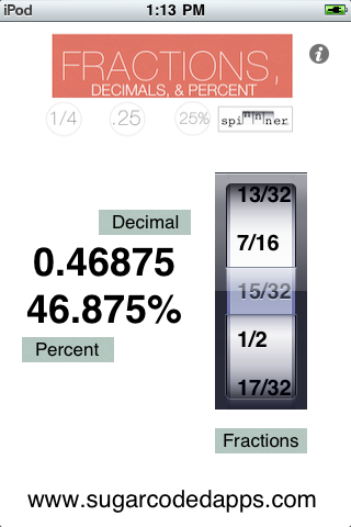 Fractions,Decimals,Percent Conversion Spinnner free app screenshot 4