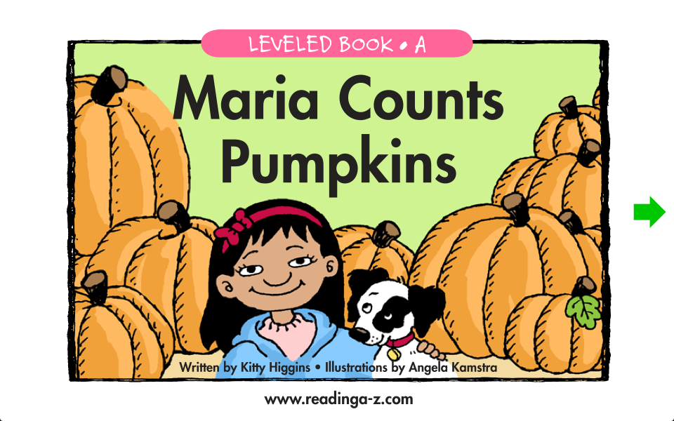 Maria Counts Pumpkins - LAZ Reader [Level A-kindergarten] free app screenshot 1