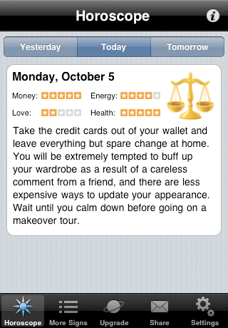 Mobile Horoscope free app screenshot 1
