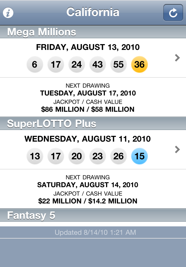 Lotto Results free app screenshot 1