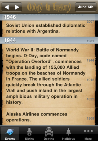 Today In History Lite free app screenshot 1