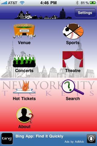 New York City Tickets free app screenshot 1