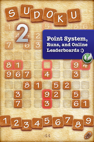 Sudoku 2 free app screenshot 1
