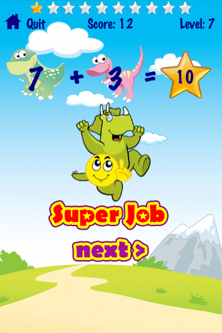 A Dinosaur Kids Math Free Lite - Grade School Addition Subtraction Skills Game free app screenshot 3