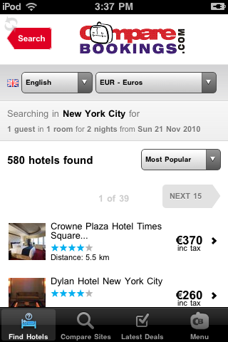 Compare Bookings free app screenshot 2