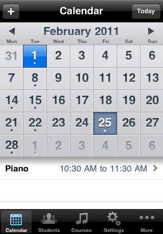 Music Teachers' Diary free app screenshot 1