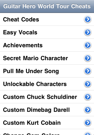 Guitar Hero World Tour Cheats - FREE free app screenshot 1