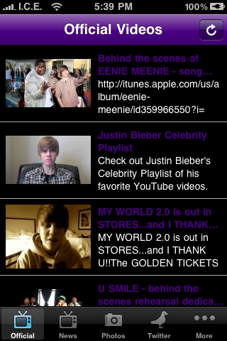Justin Bieber Channel free app screenshot 1
