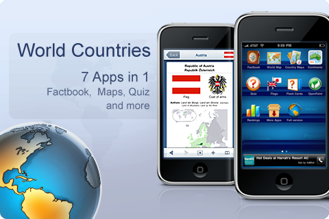 World Countries ALL-IN-ONE Free. 7 Educational Apps free app screenshot 1