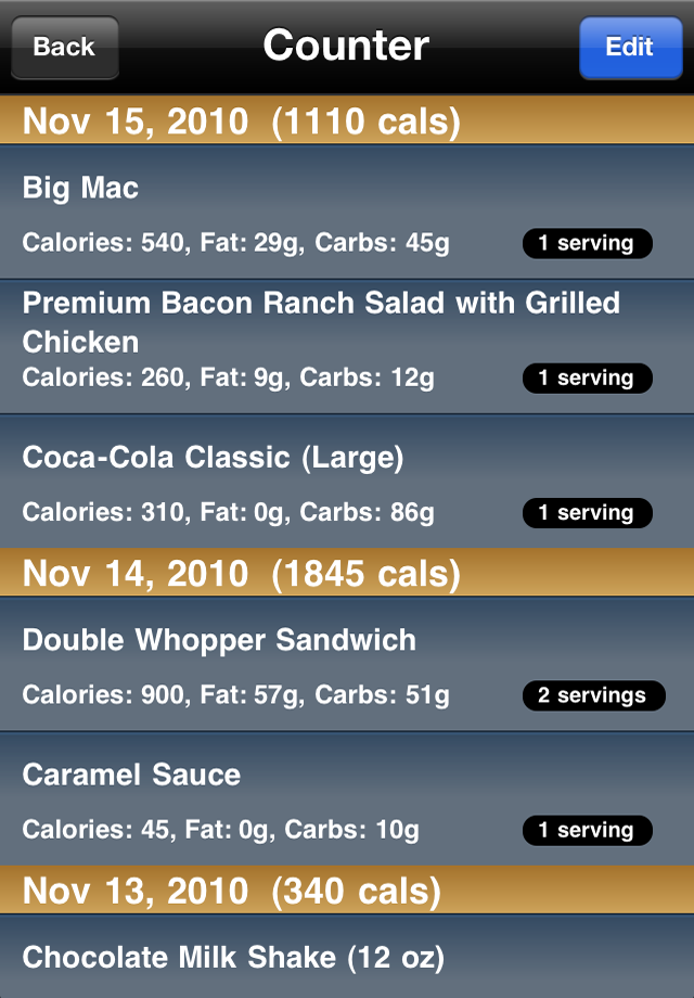 Fast Food Calories free app screenshot 3