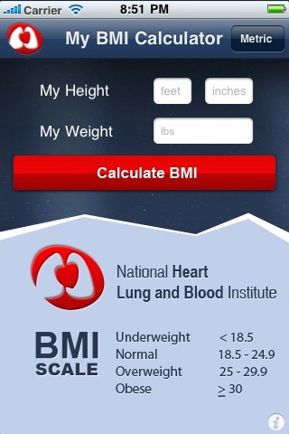 NHLBI BMI Calculator free app screenshot 1
