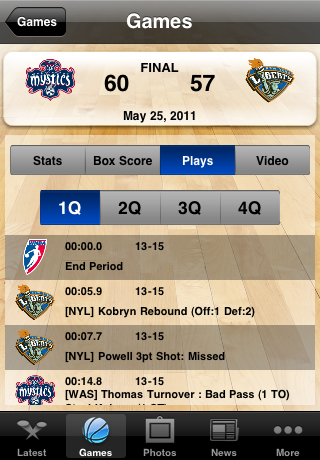 WNBA Center Court for iPhone free app screenshot 3