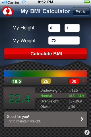 NHLBI BMI Calculator free app screenshot 2