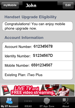 搜尋結果： My SingTel Account