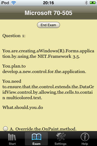 CertExam:Microsoft 70-505 TS: Microsoft .NET Framework 3.5, Windows Forms Application Development screenshot 2