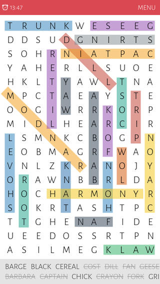 WordSearch Colorful