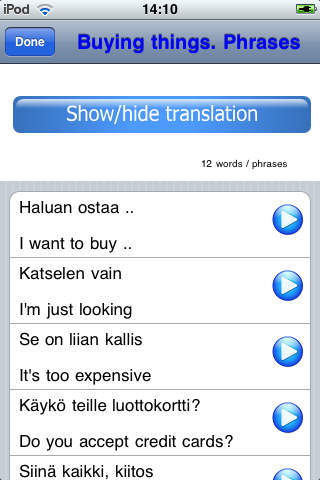 Pocket Polyglot. Finnish screenshot 2