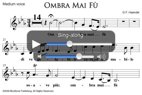 Ombra Mai Fù Haendel Medium Voice Piano - Sing-Along