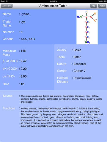 Amino Acid Table screenshot 3
