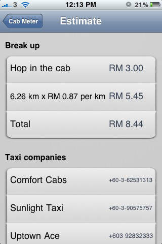 Cab Meter - Kuala Lumpur Taxis screenshot 3