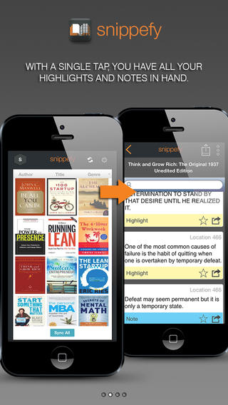 Snippefy One Tap Sync - Read and Share Your Kindle Highlights Notes