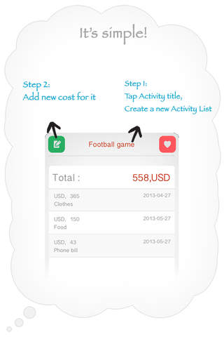 ActivityCost-Manage your expenses of an Activity screenshot 3