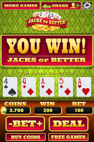 `` Ace Casino Card-JacksOrBetter-VideoPoker-Big Bonus! screenshot 4