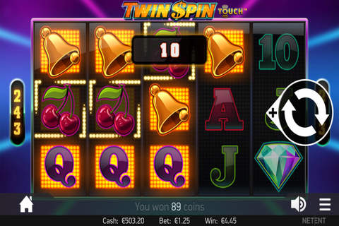 Twin Spin - A popular retro-style slot machine by Netent with bars, sevens and diamonds screenshot 2