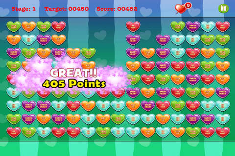 A Yummy Valentine’s Day Popper - Candy Heart Puzzle Blitz Challenge FREE screenshot 2