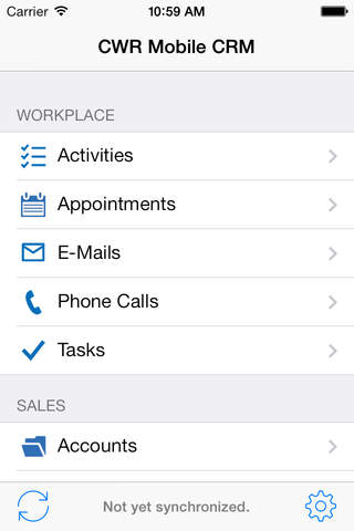 CWR Mobile CRM 5.1 for iPhone 4 (Microsoft Dynamics CRM 2011 and 2013) screenshot 2