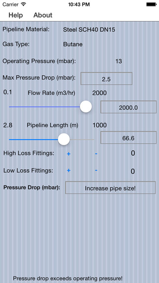 Gas Pipe Pressure Drop Calculator