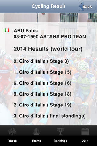 UCI Pro Tour 2015 (Unofficial app) screenshot 2