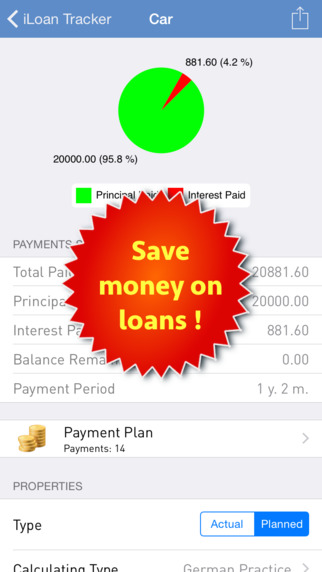 Saving on Loan: iLoan Tracker - Calculation of Overpayment