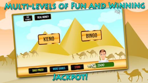 Pharaohs Dynasty of Keno Blitz and Bingo Balls with Prize Wheel Jackpot