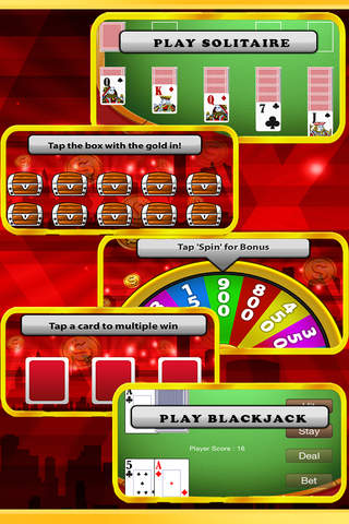 `King Caesars Jackpot Gold 777 Casino Slots - Slot Machine with Blackjack, Solitaire, Bonus Prize Wheel screenshot 2