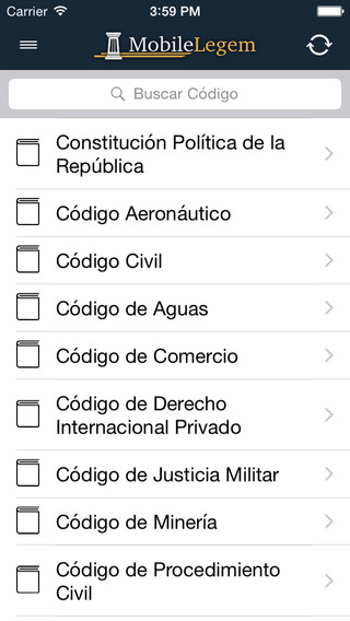 Mobile Legem Chile - Códigos y Leyes Chilenas