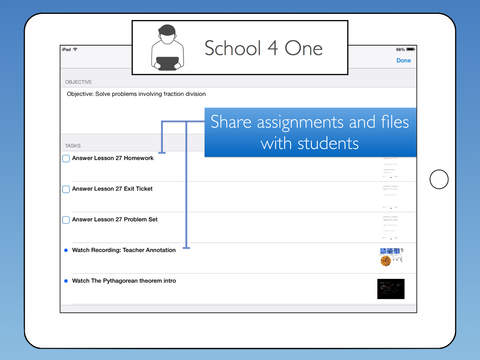 School 4 One - Classroom workflow to plan lessons collect homework assignments track students by Com