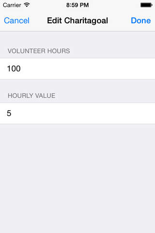 Charitagoal - Track your volunteer hours and charity donations towards a yearly goal! screenshot 3