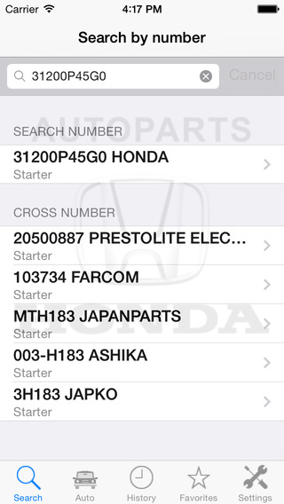 Autoparts for Honda