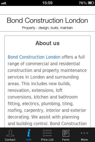 Bond Construction London screenshot 2