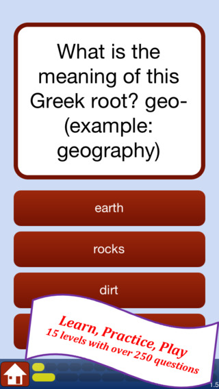 Vocabulary Practice: Greek and Latin Root Words Vocabulary Game - a learning quiz for kids