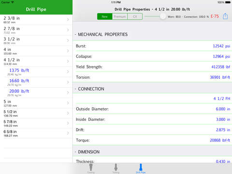 【免費生產應用App】Oil Well PIPES Strengths Table-APP點子