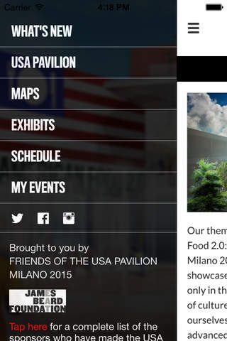 USA Pavilion at Expo Milano 2015 Official App screenshot 2