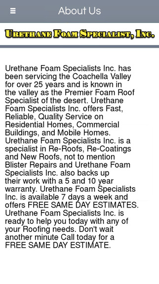 【免費商業App】Urethane Foam Specialist Inc.-APP點子